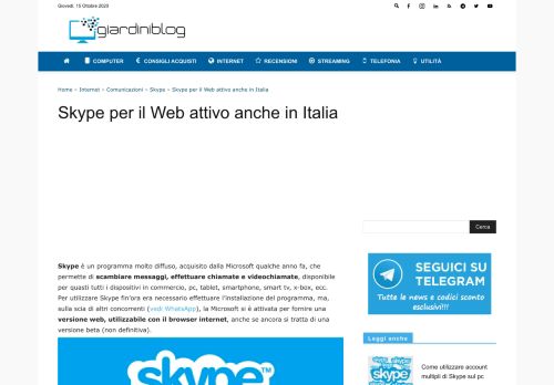 
                            3. Skype per il Web attivo anche in Italia | GiardiniBlog