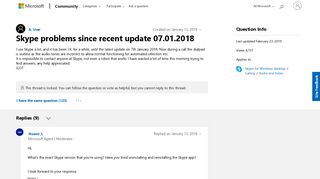 
                            9. Skype problems since recent update 07.01.2018 - Microsoft Community