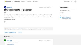 
                            12. Skype redirect to login screen - Microsoft Community