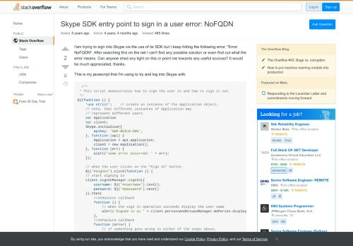 
                            9. Skype SDK entry point to sign in a user error: NoFQDN - Stack Overflow