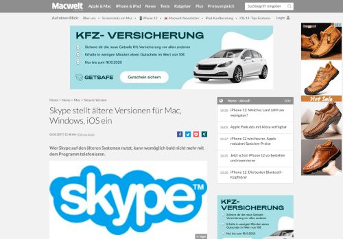 
                            13. Skype stellt ältere Versionen für Mac, Windows, iOS ein - Macwelt
