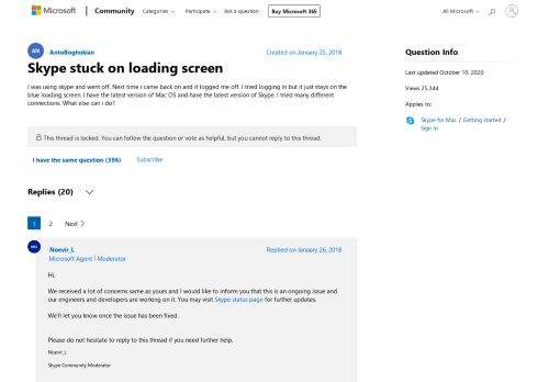 
                            1. Skype stuck on loading screen - Microsoft Community