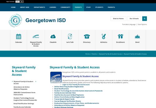 
                            13. Skyward Family & Student Access - Georgetown ISD