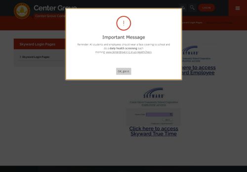 
                            11. Skyward Login Pages - Center Grove Community School Corporation