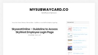 
                            6. SkywestOnline – Guideline to Access SkyWest Employee Login Page