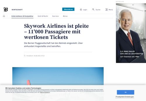 
                            7. Skywork Airlines ist pleite – 11'000 Passagiere mit ... - Der Bund