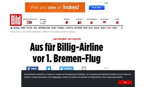 
                            10. „Skywork“ ist pleite: Aus für Billig-Airline vor 1. Bremen-Flug - Bild.de