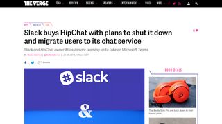 
                            11. Slack buys HipChat with plans to shut it down and migrate users to its ...
