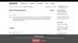 
                            10. Slacker Radio password? | Sonos Community