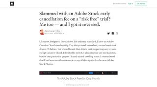 
                            8. Slammed with an Adobe Stock early cancellation fee on a  ...