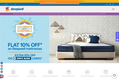 
                            9. Sleepwell mattresses - India's leading mattress brand.