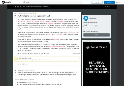 
                            12. SLiM Failed to execute login command : archlinux - Reddit