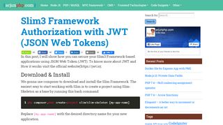
                            12. Slim3 Framework Authorization with JWT (JSON Web Tokens) - Arjun