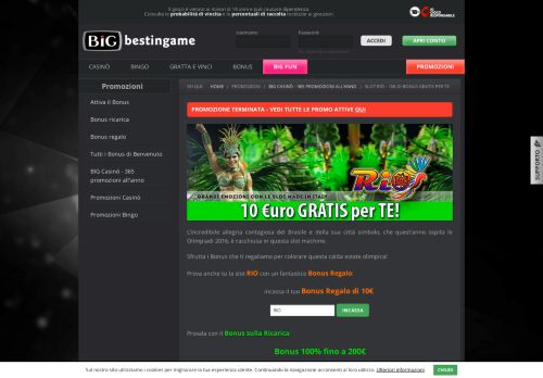 
                            13. Slot RIO - 10€ di Bonus Gratis per te - Best In Game