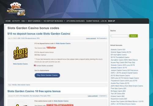 
                            12. Slots Garden Casino no deposit bonus codes