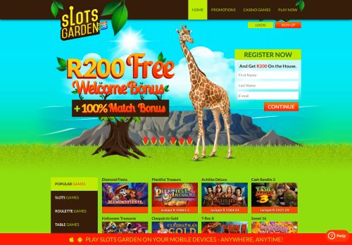 
                            3. Slots Garden: Homepage