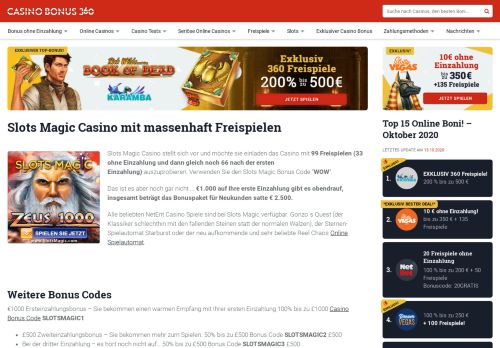 
                            4. Slots Magic Casino mit massenhaft Freispielen - - Casinobonus360