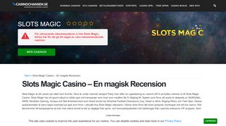
                            10. Slots Magic - Recension och 100% välkomstbonus till nya spelare!