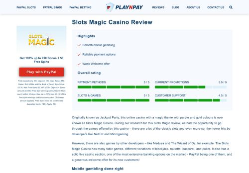 
                            10. Slots Magic Review - PayPal Approved & Free Spins For a Year