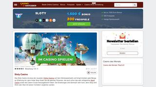 
                            7. Sloty Casino: 1500 Euro Bonus plus 300 Freispiele - Casino Ratgeber