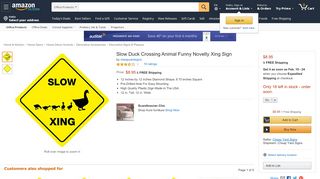 
                            12. SLOW DUCK CROSSING Animal Funny Novelty Xing Sign