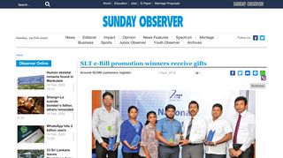 
                            9. SLT e-Bill promotion winners receive gifts | Sunday Observer