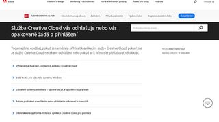 
                            10. Služba Adobe Creative Cloud vás odhlašuje nebo vás opakovaně ...