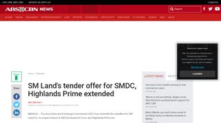 
                            12. SM Land's tender offer for SMDC, Highlands Prime extended | ABS ...
