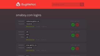 
                            5. smaboy.com logins - BugMeNot