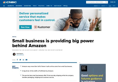 
                            13. Small business is providing big power behind Amazon - CNBC.com