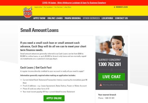 
                            4. Small Loans | Quick Small Amount Advances Online | Cash Stop