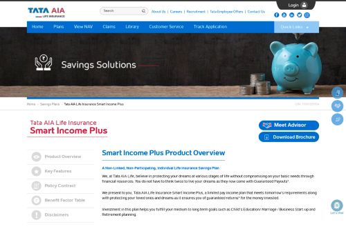 
                            9. Smart Income Plus, Life Insurance Plan - Tata AIA Life Insurance