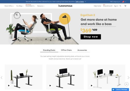 
                            12. Smart Office with Standing Desks, Ergonomic Chairs by Autonomous