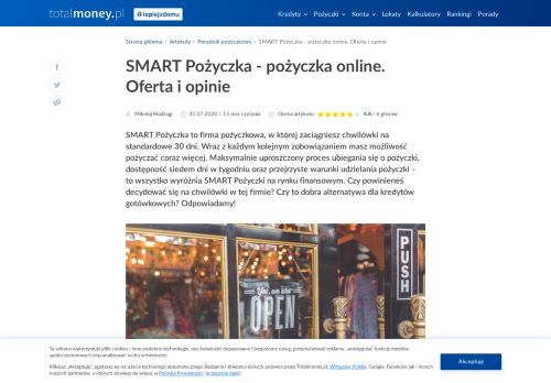 
                            12. SMART Pożyczka - pożyczka online. Oferta i opinie - totalmoney.pl