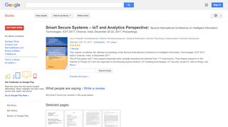 
                            7. Smart Secure Systems – IoT and Analytics Perspective: Second ...