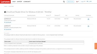 
                            13. SmartCard Reader Driver for Windows 8 (64-bit) - ThinkPad - US
