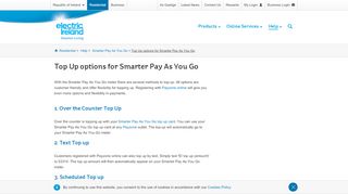 
                            12. Smarter Pay As You Go Top Up options | Electric Ireland Help