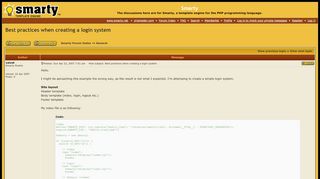 
                            6. Smarty :: View topic - Best practices when creating a login system