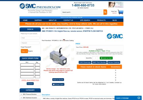 
                            11. SMC PF2W511-10-2 digital flow sw, remote sensor, IFW/PFW FLOW ...