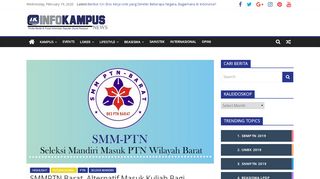 
                            8. SMMPTN Barat, Alternatif Masuk Kuliah Bagi Mahasiswa Indonesia ...
