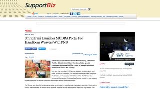 
                            7. Smriti Irani Launches MUDRA Portal For Handloom Weavers With PNB