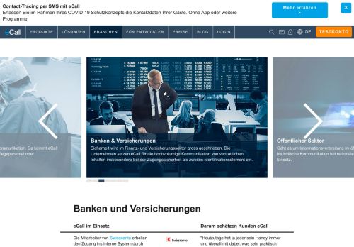 
                            10. SMS Lösungen für Banken und Versicherungen von eCall - Ecall.ch