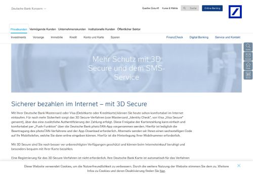 
                            6. SMS Service und 3D Secure – Deutsche Bank Privatkunden