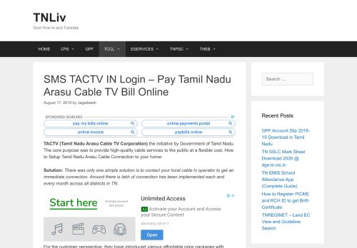 
                            9. SMS TACTV IN Login - Pay Tamil Nadu Arasu Cable TV Bill Online