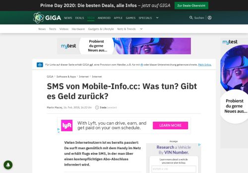 
                            8. SMS von Mobile-Info.cc: Was tun? Gibt es Geld zurück? – GIGA