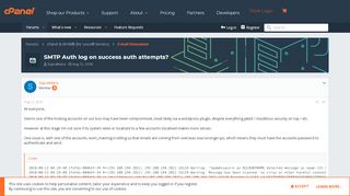 
                            5. SMTP Auth log on success auth attempts? | cPanel Forums