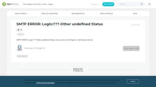 
                            6. SMTP ERROR: Login:???-Other undefined Status - Fórum DevMedia