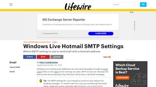 
                            7. SMTP Settings for Hotmail Email Addresses - Lifewire