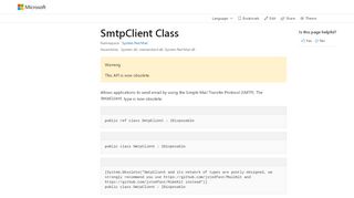 
                            12. SmtpClient Class (System.Net.Mail) | Microsoft Docs