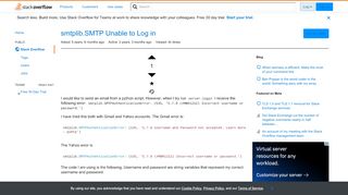 
                            4. smtplib.SMTP Unable to Log in - Stack Overflow